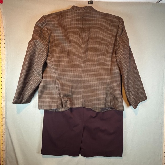 Jones New York Blazer Skirt Suit Set Women's 16 Brown Two Piece Career Outfit - Picture 10 of 16